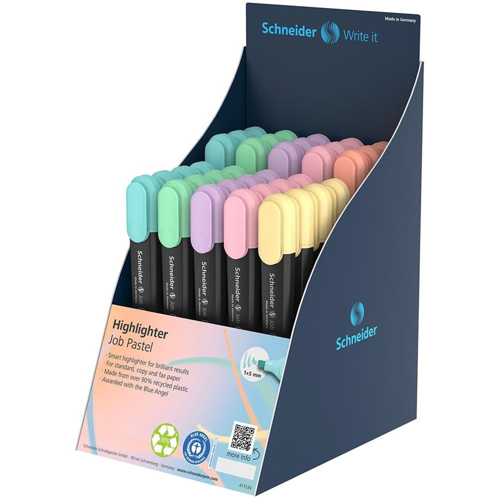 SCHNEIDER Espositore Evidenziatori JOB PASTEL, 85 pezzi