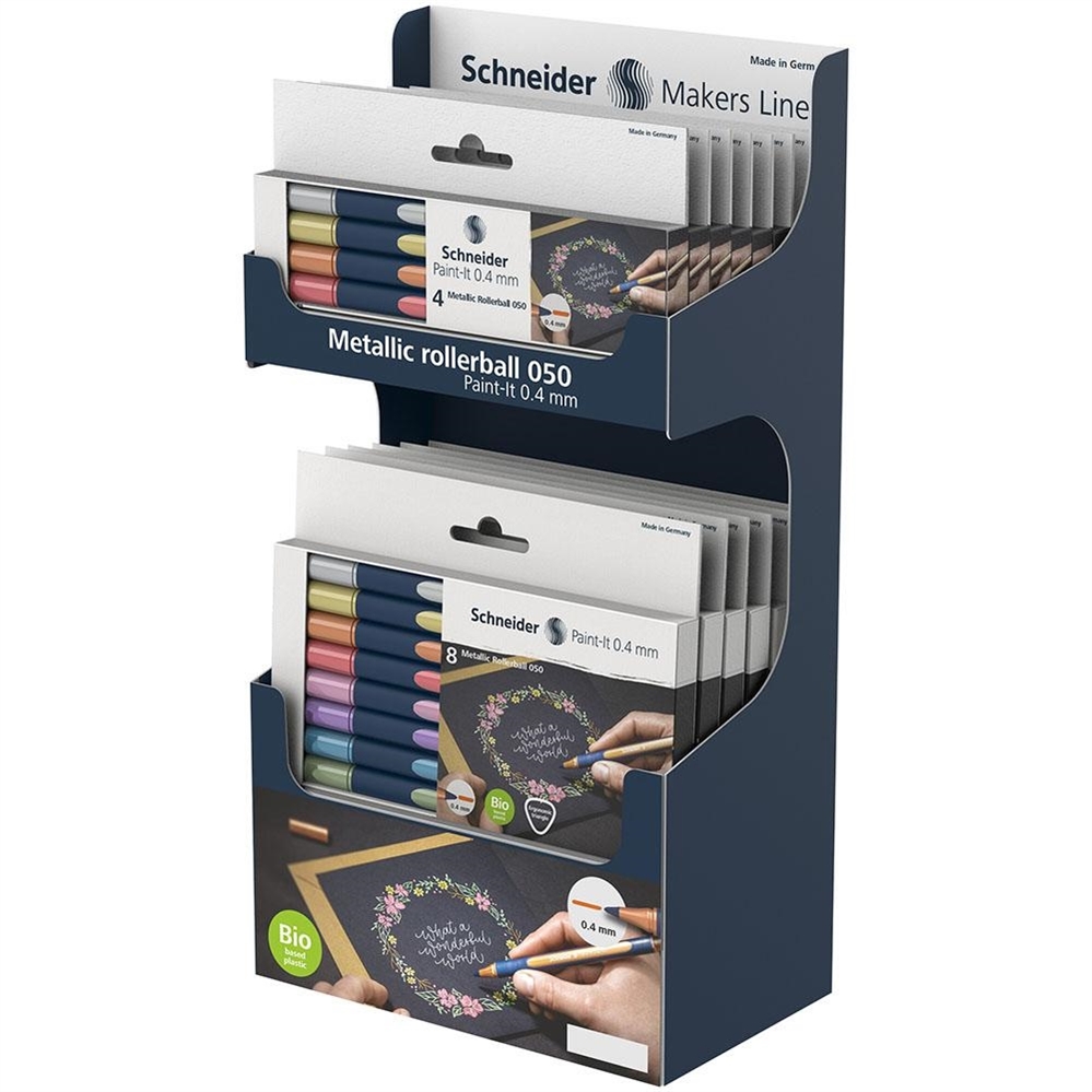 SCHNEIDER Espositore PAINT-IT 050 Metallic Rollerball, 14 astucci