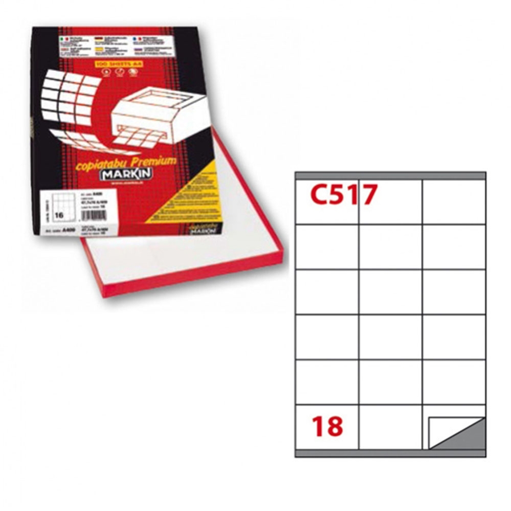 MARKIN Etichette bianche A4, 70x48 mm, senza margine, 1800 etichette