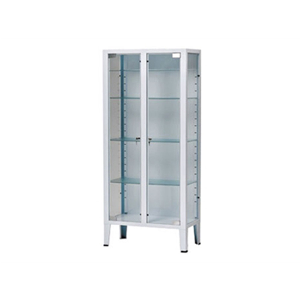 Armadio Vetrina a 2 ante in vetro 75x38x169 cm, 4 ripiani, Bianco