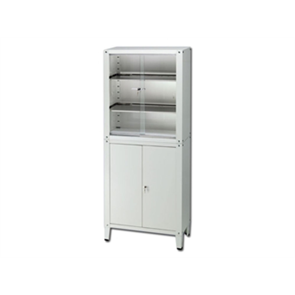 Armadio Vetrina 4 ante 79x36x186 cm, 3 ripiani, Bianco