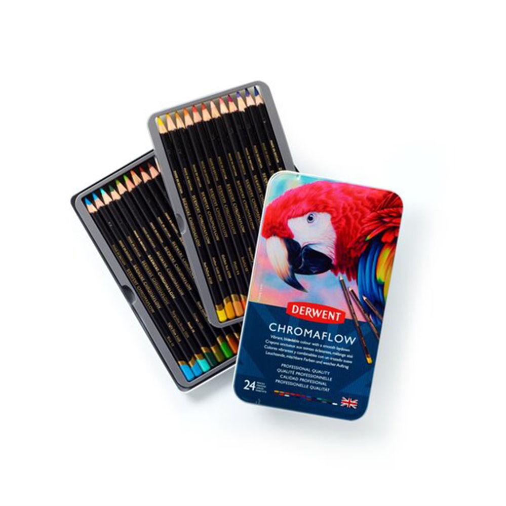 DERWENT Chromaflow Matite colorate, confezione in metallo da 24 pezzi