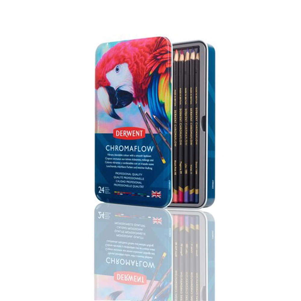 DERWENT Chromaflow Matite colorate, confezione in metallo da 24 pezzi