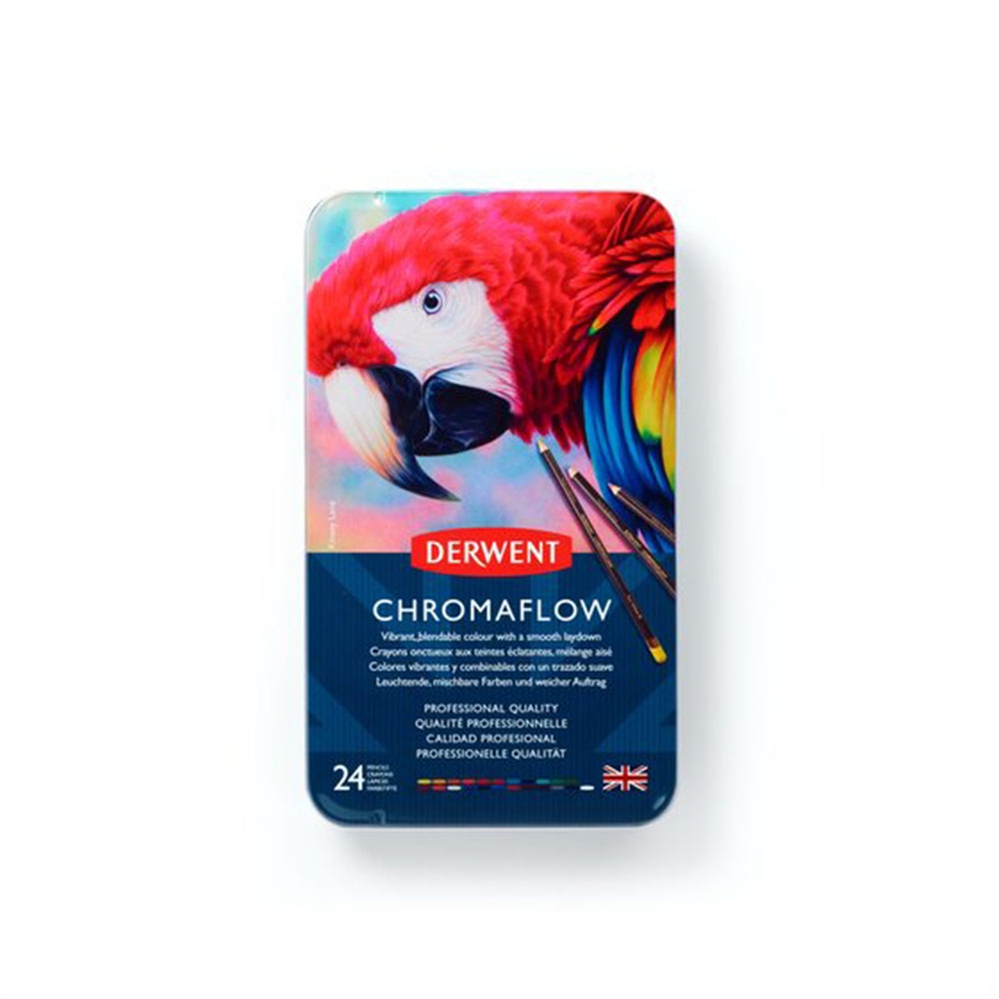 DERWENT Chromaflow Matite colorate, confezione in metallo da 24 pezzi