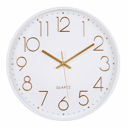 Orologio da parete Trendy, diametro 30,5 cm, bianco e oro rosa