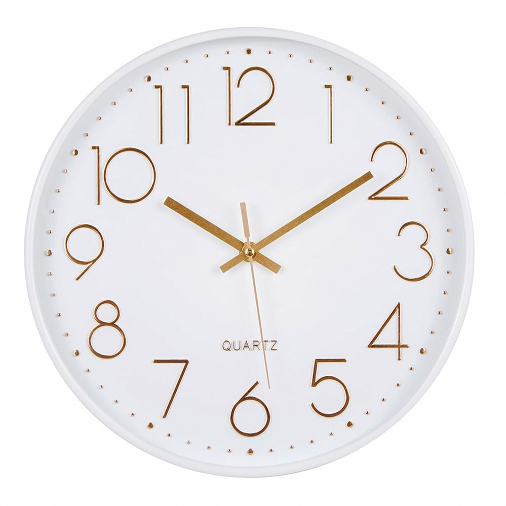 Orologio da parete Trendy, diametro 30,5 cm, bianco e oro rosa