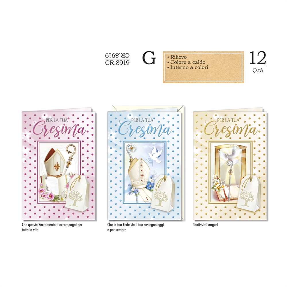 Cromo Biglietti augurali cresima, 12 Pezzi