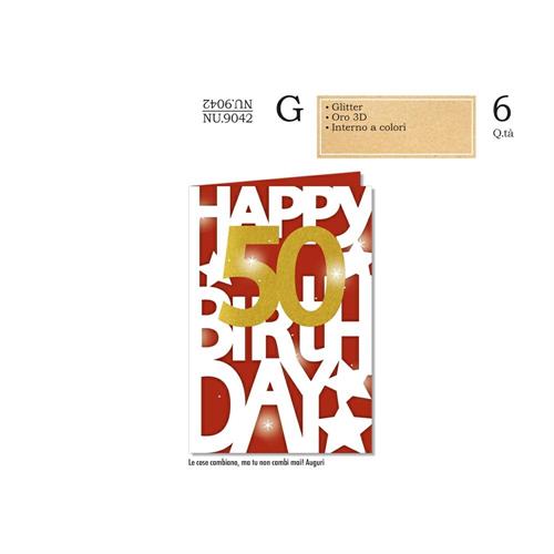 Cromo Biglietti augurali Numero 50 glitter, 12 Pezzi