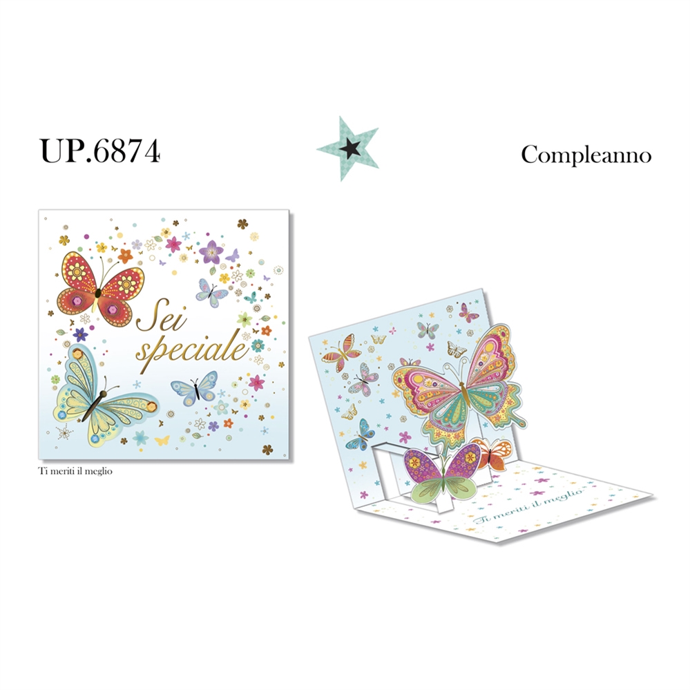 Cromo Biglietti augurali Pop Up Farfalla, 6 Pezzi