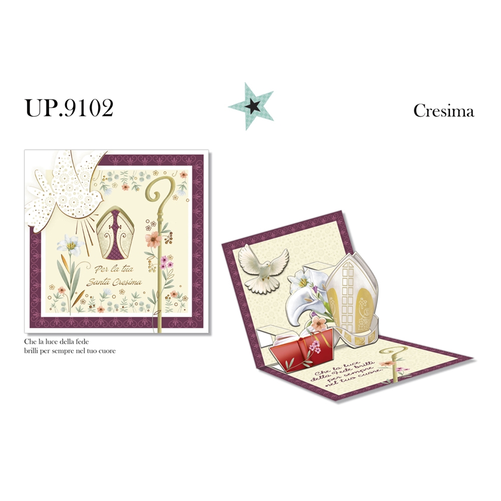 Cromo Biglietti augurali Pop Up Cresima, 6 Pezzi