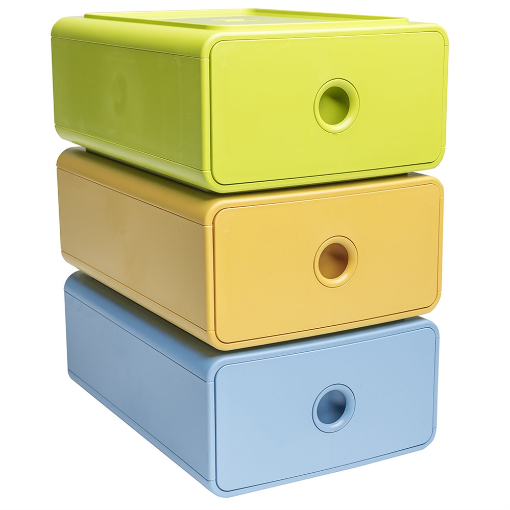 Exacompta Cassettiera Tiny Box Pop N'Co 3 cassetti, Colori Assortiti