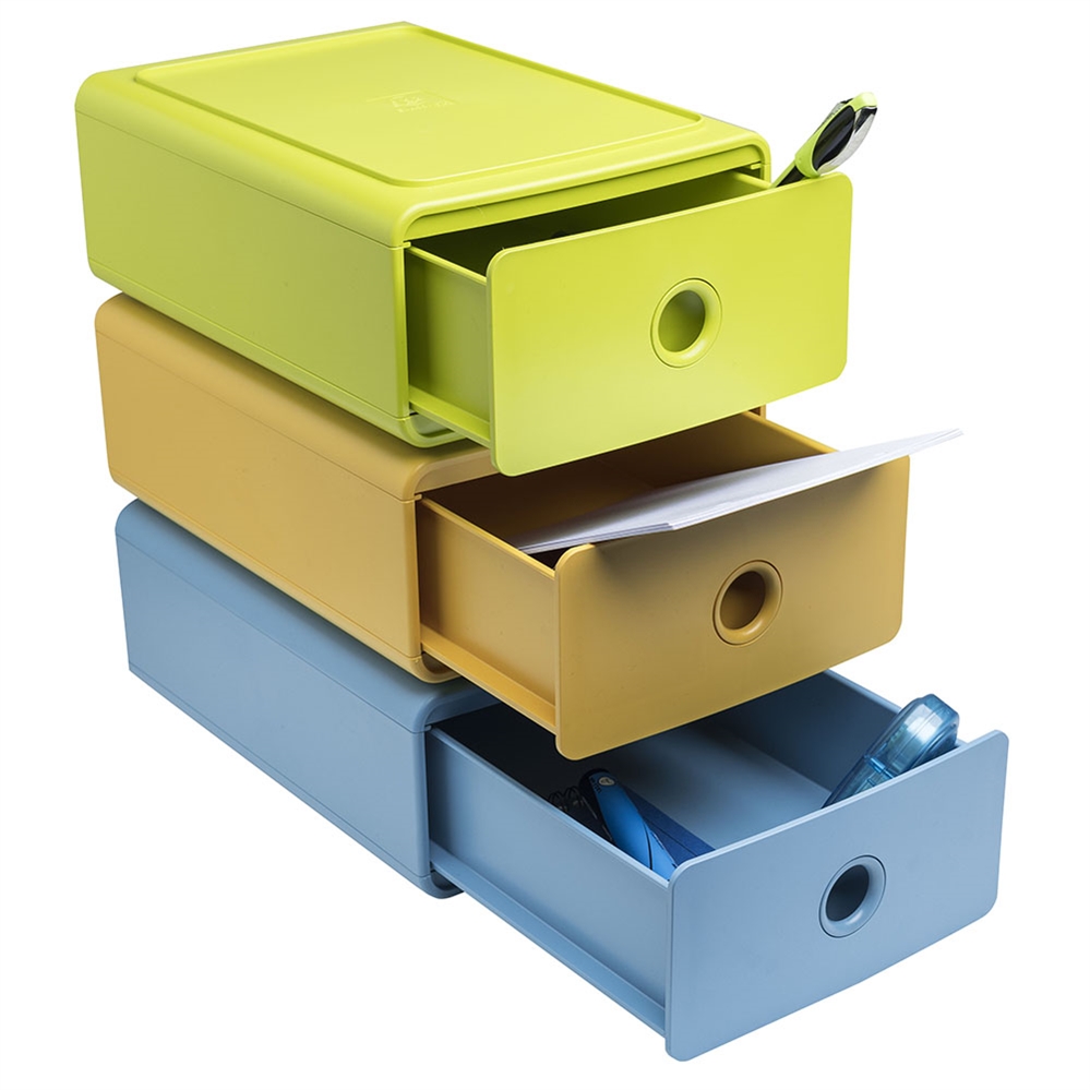 Exacompta Cassettiera Tiny Box Pop N'Co 3 cassetti, Colori Assortiti
