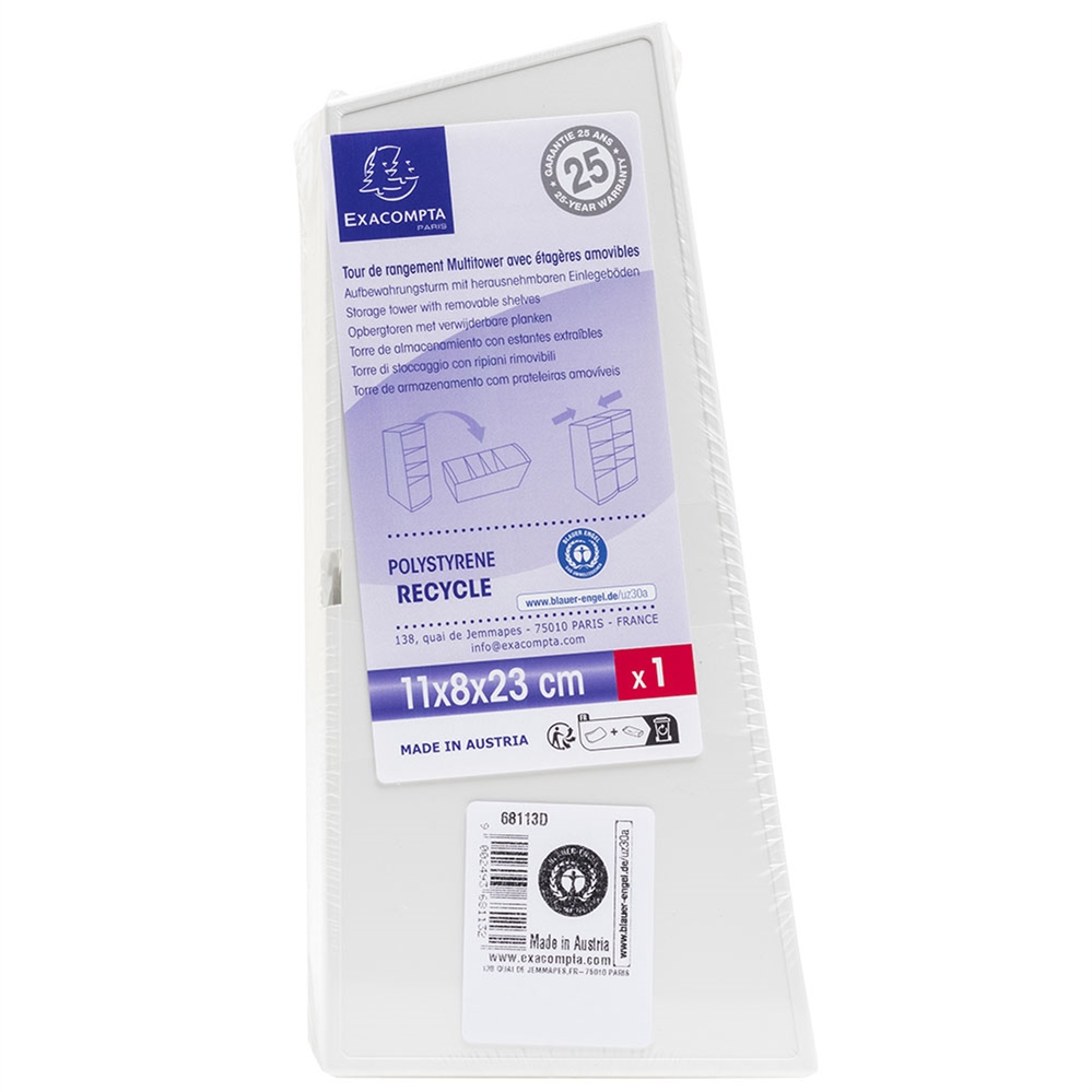 Exacompta Torre portaoggetti MultiTower Autentik, 4 scomparti, Bianco