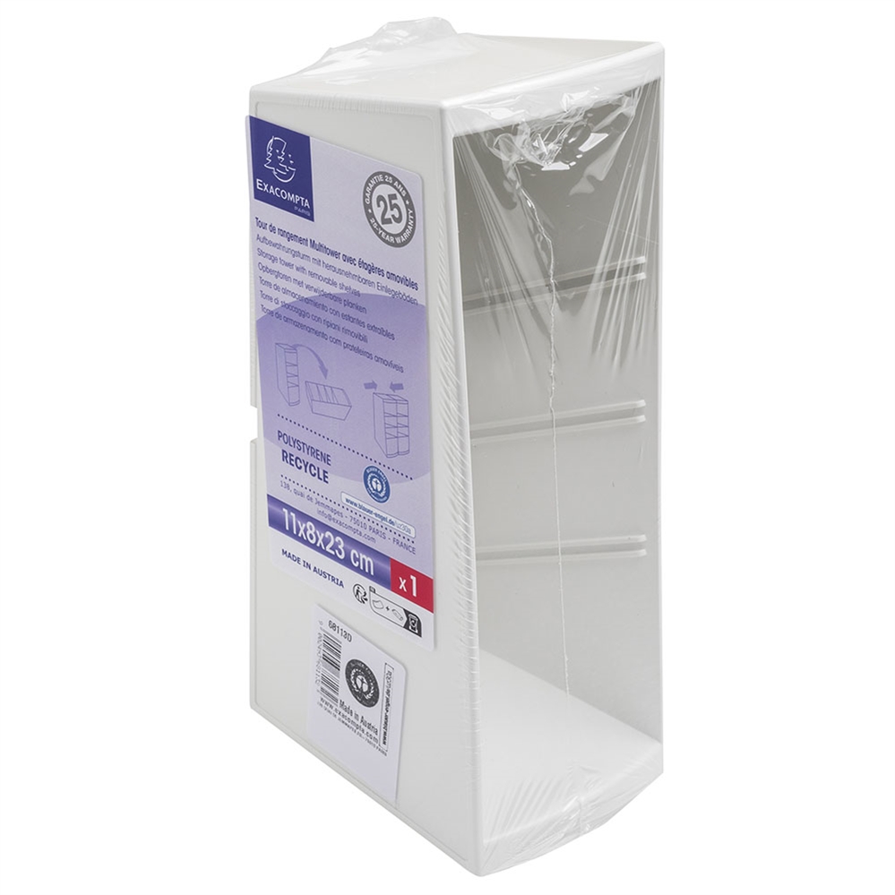 Exacompta Torre portaoggetti MultiTower Autentik, 4 scomparti, Bianco