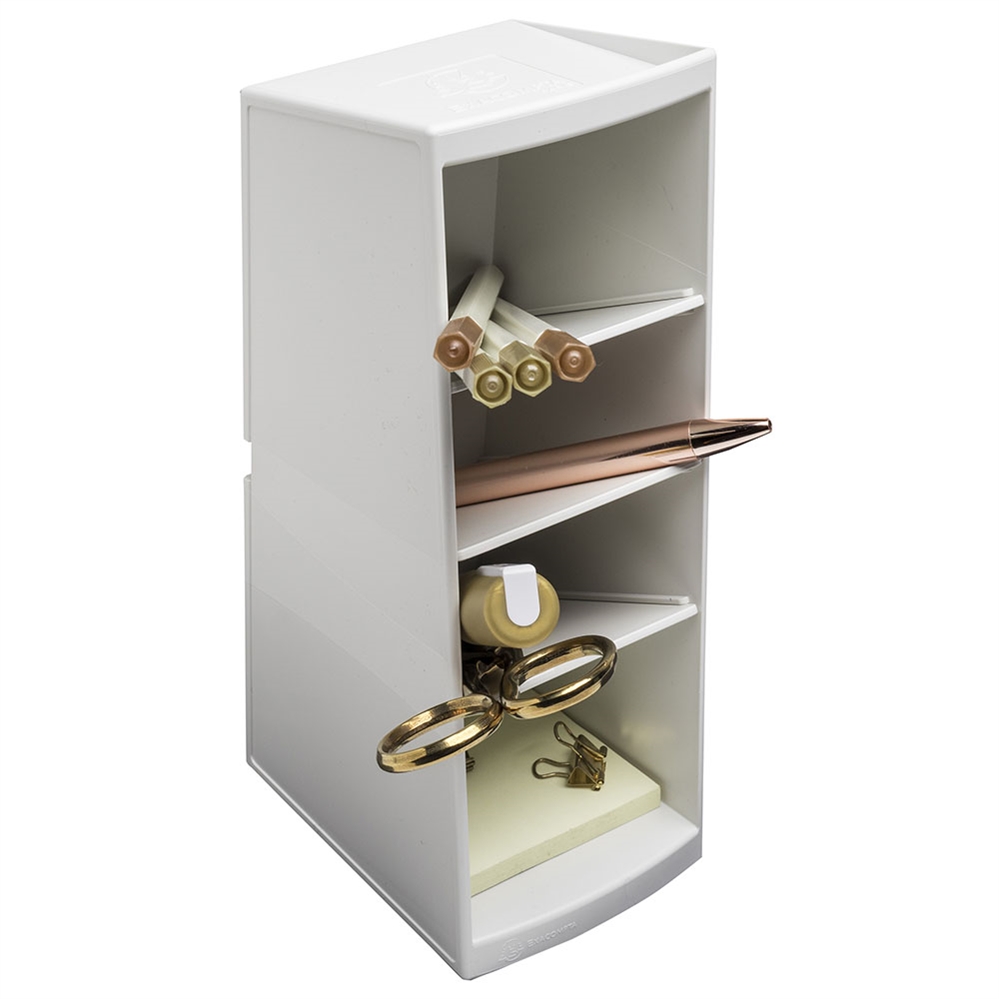 Exacompta Torre portaoggetti MultiTower Autentik, 4 scomparti, Bianco