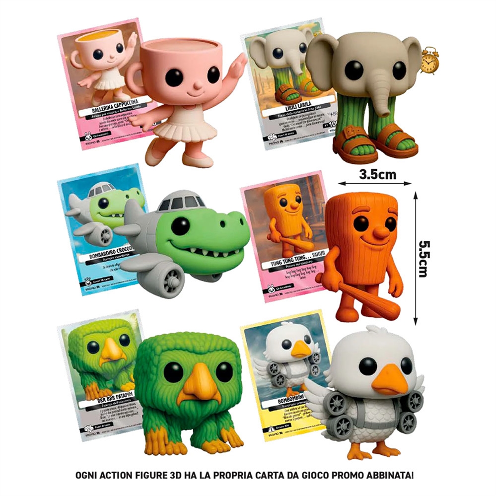 ITALIAN BRAINROT UNIVERSO PSICHEDELICO Carta promo + 3D Action Figure
