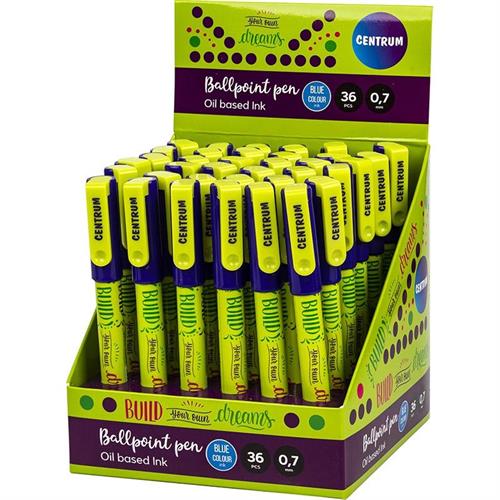 CENTRUM Espositore Penne a sfera automatica Blu 0,7 mm, 36 pezzi