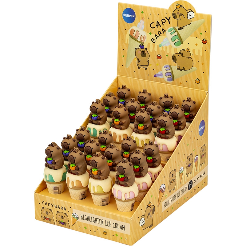 CENTRUM Evidenziatori Mini Capybara, espositore 24 pezzi
