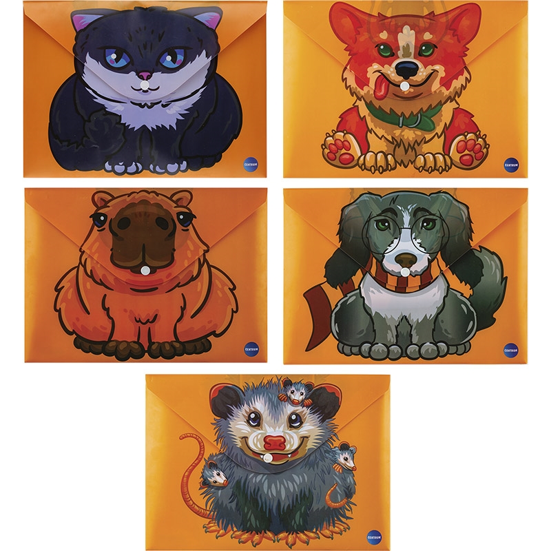 CENTRUM Busta in plastica con bottone A4, ANIMALI