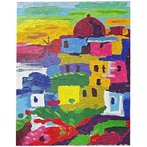 CENTRUM Tela paint by numbers, fantasia Città, 40x50cm con sabbia quarzo