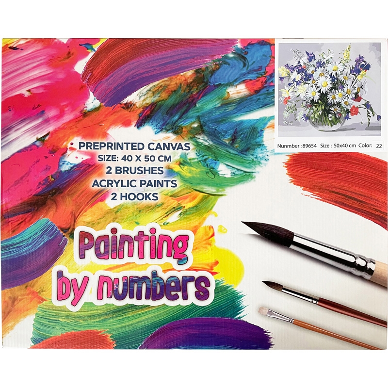 CENTRUM Tela paint by numbers 40x50 cm, fantasia Fiori, colori acrilici