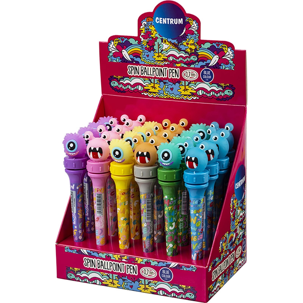 CENTRUM Penna a sfera Monster con testa rotante, 0,7 mm, Blu