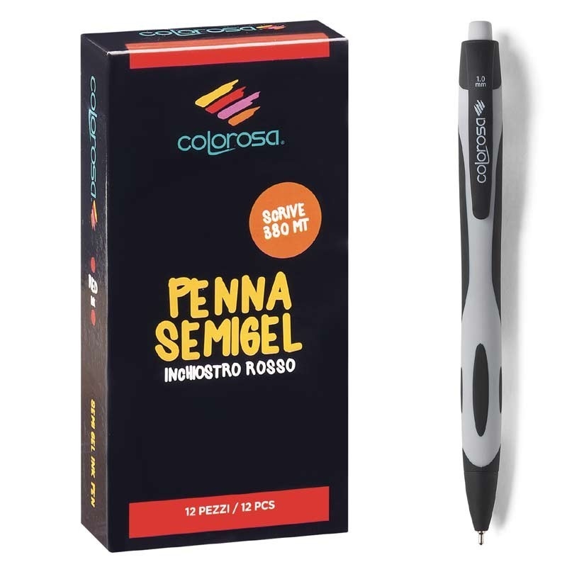 Colorosa Penna Semigel a scatto punta 0,5mm, Nero