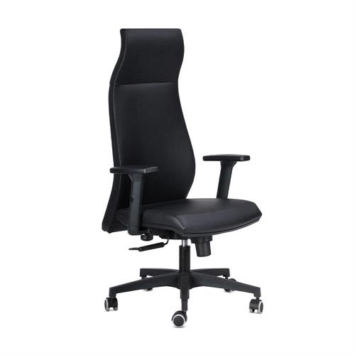 Poltrona Italians Direzionale ergonomica, Ecopelle ignifuga, Nero