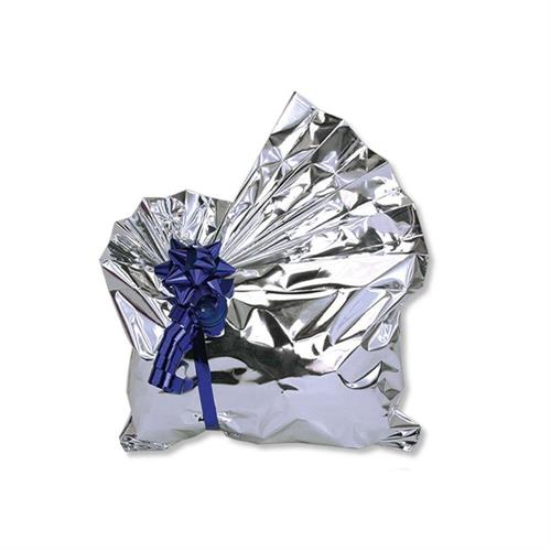 Cromo Buste Sacchetti regalo 10x15 cm con patella adesiva, Argento, 50pz