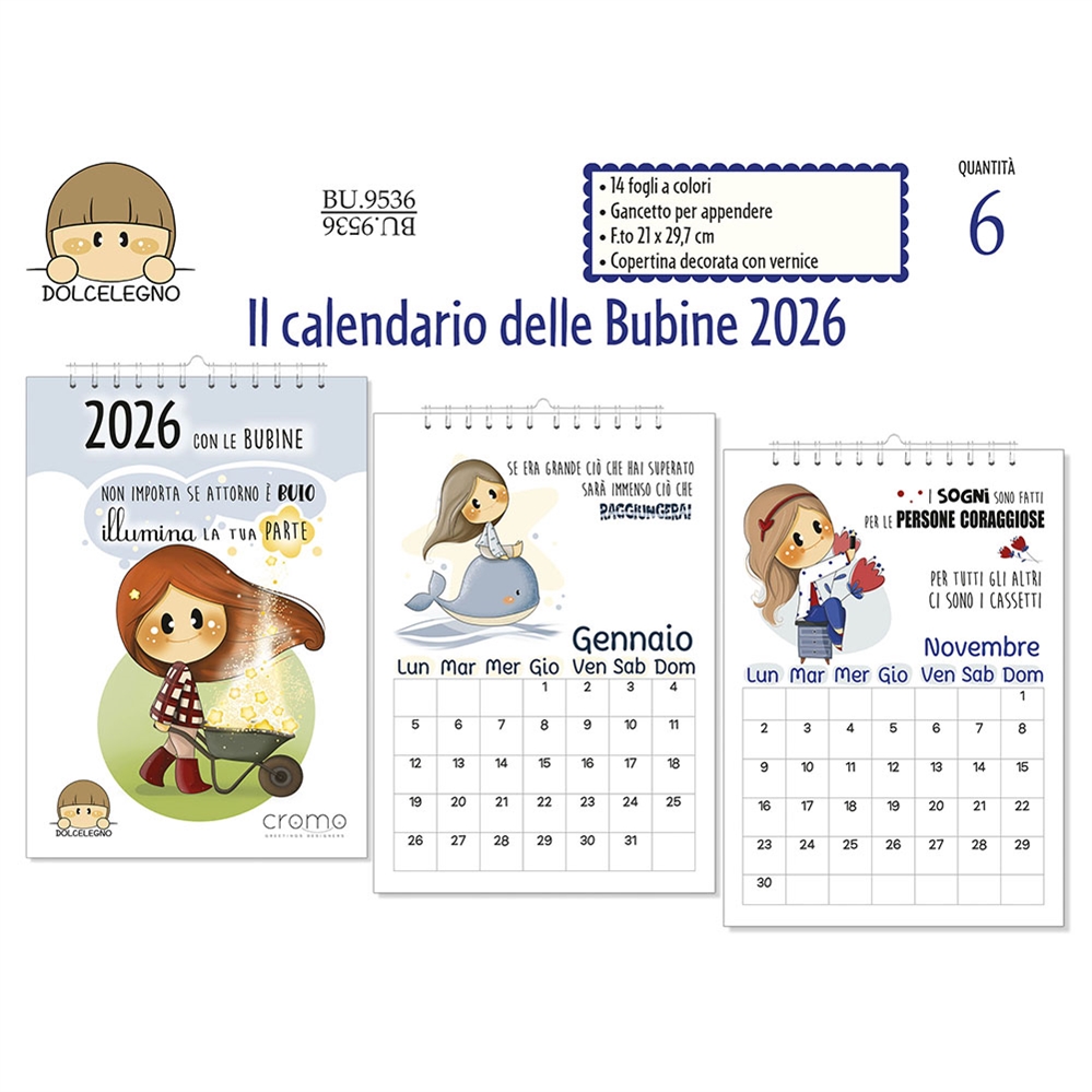 Cromo Calendario Bubine 2026, 21x29,7cm