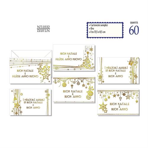 Cromo Cartoncini Auguri Natale semplici, 8,5x13,5 cm, Bianco, 60 pezzi