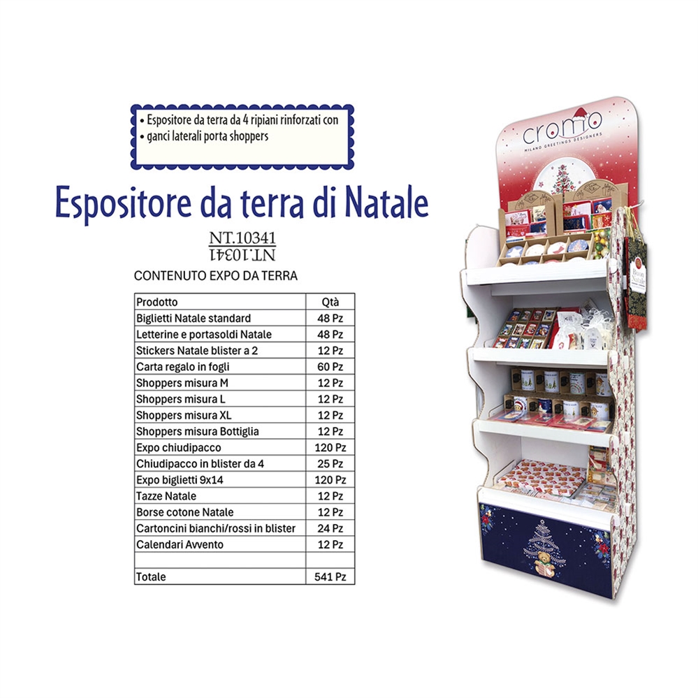 Cromo Espositore da terra di Natale, 4 ripiani, 541 pezzi