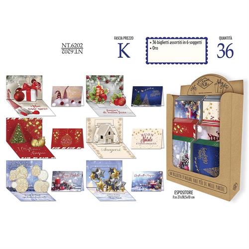 Cromo Espositore da banco Biglietti Natale Pop Up, 36 pezzi