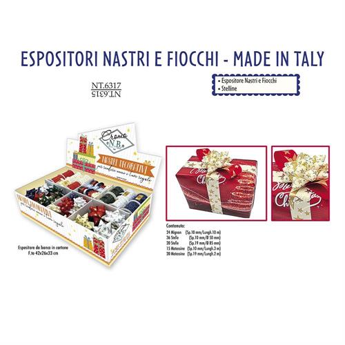 Cromo Espositore da banco Nastri e Fiocchi Stelline assortiti, 115 pezzi