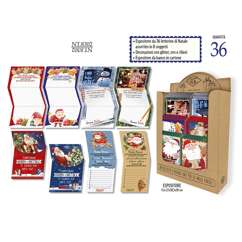 Cromo Espositore da banco Letterine di Natale assortite, 36 pezzi