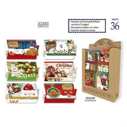 Cromo Espositore da banco Portasoldi di Natale assortiti, 36 pezzi