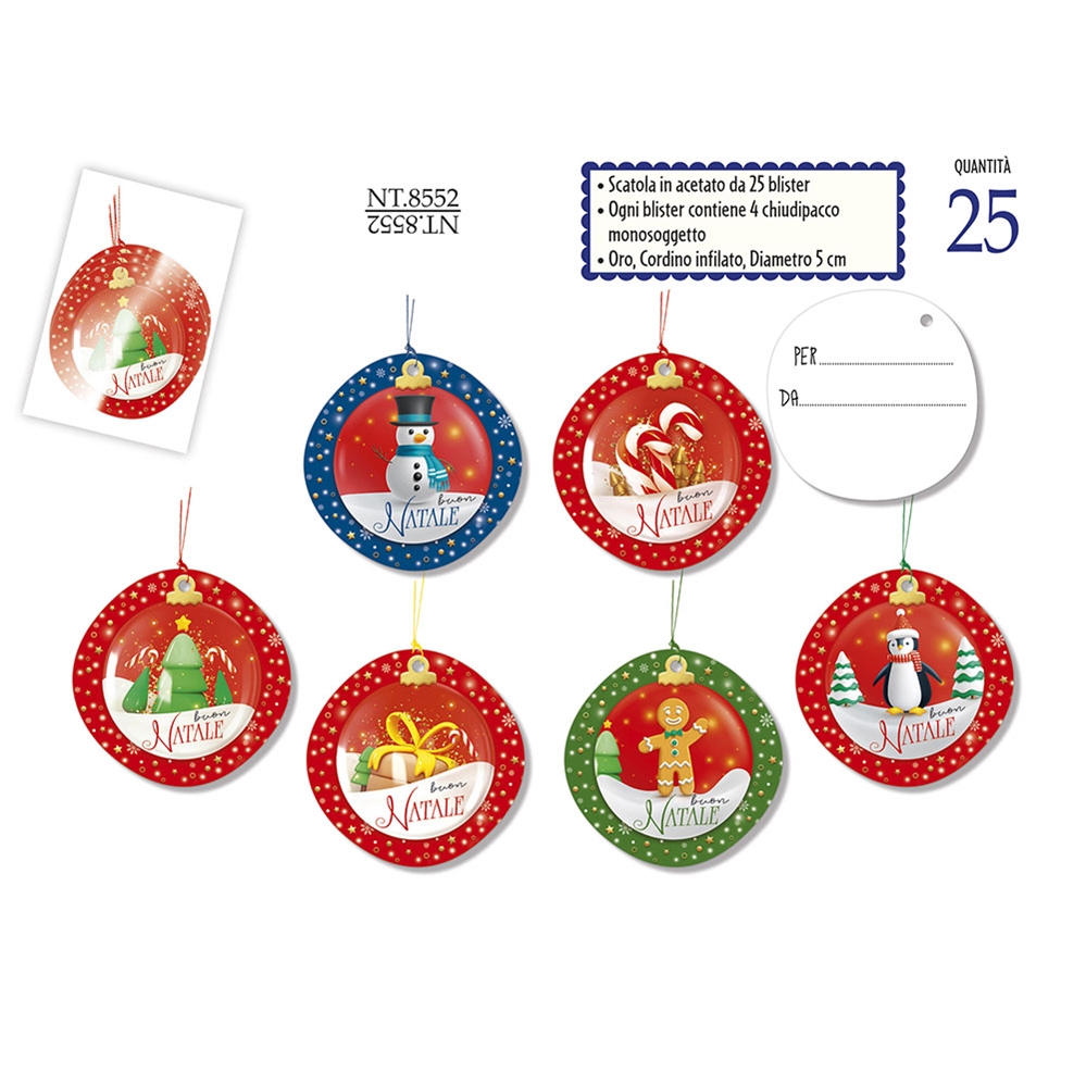 Cromo Chiudipacco Natale in blister assortiti