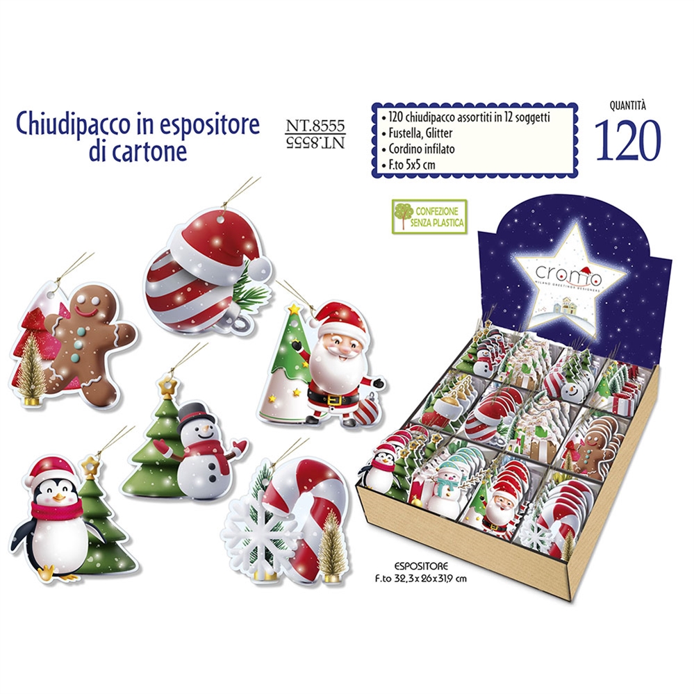 Cromo Espositore da banco Chiudipacco Natale 5x5 cm, 120 pezzi