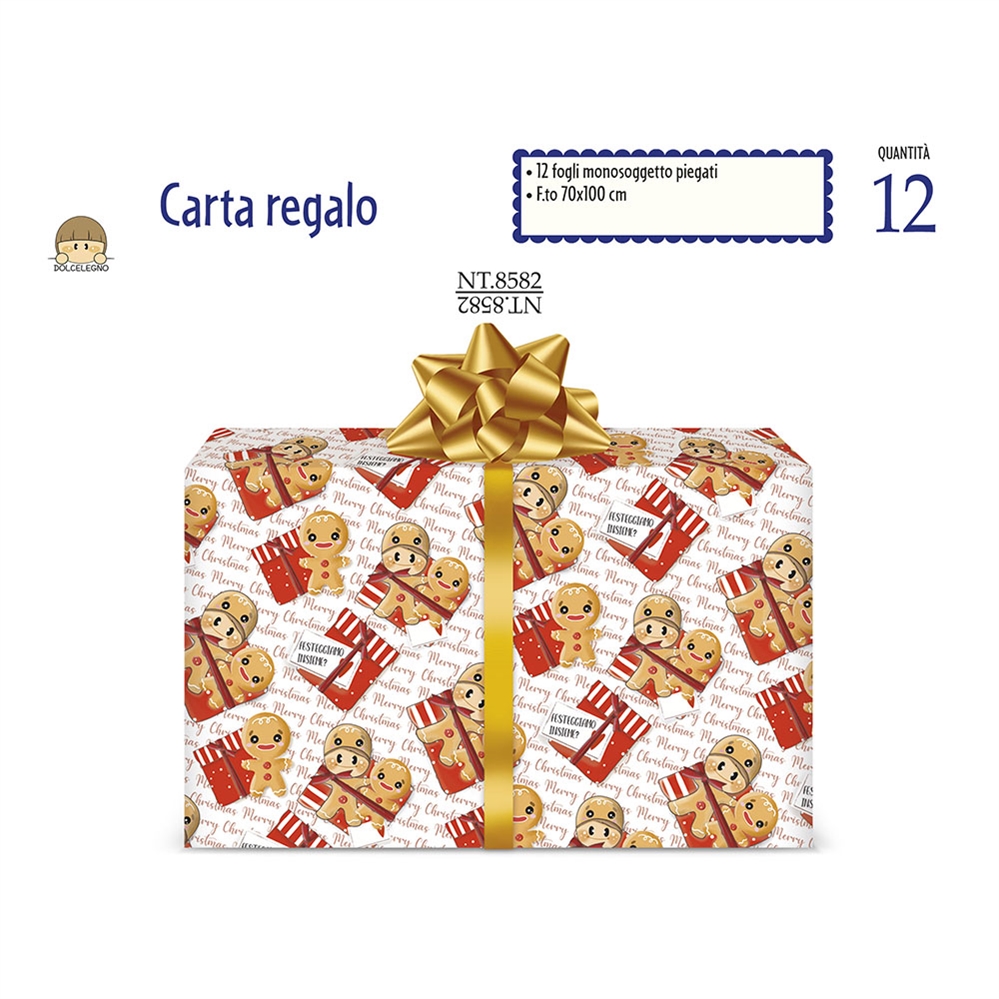 Cromo Carta Natale legno in fogli monosoggetto, 70x100 cm, 12 fogli