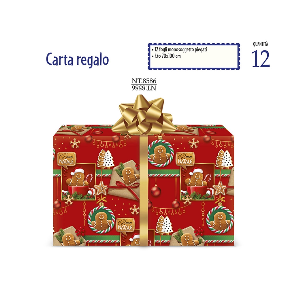 Cromo Carta Natale Gingerbread fogli monosoggetto, 70x100 cm, 12 fogli