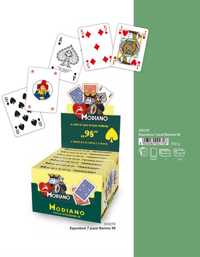 MODIANO ESPOSITORE CARTE DA GIOCO RAMINO'98, 7 PEZZI