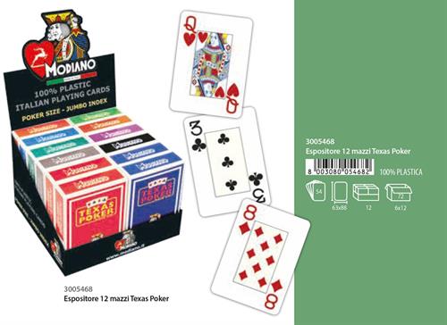 MODIANO Espositore Carte TEXAS POKER 2 JUMBO, 12 pezzi