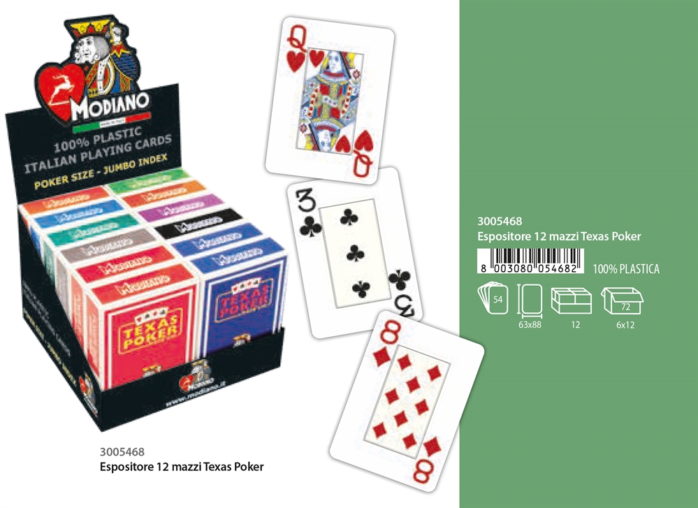 MODIANO Espositore Carte TEXAS POKER 2 JUMBO, 12 pezzi