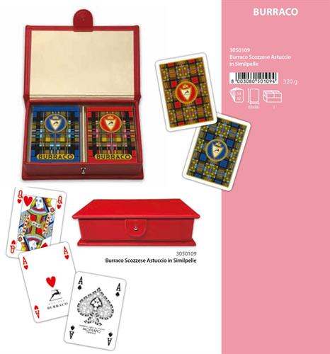 MODIANO Astuccio in similpelle rosso Carte BURRACO Scozzese