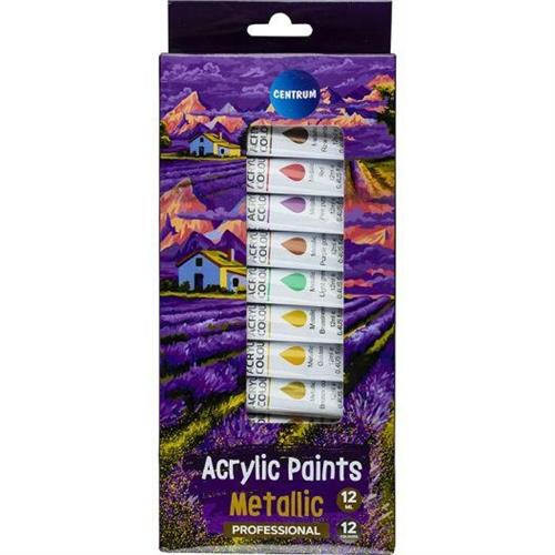 CENTRUM Colori acrilici METALLIZZATI in tubetti 12 colori x 12ml