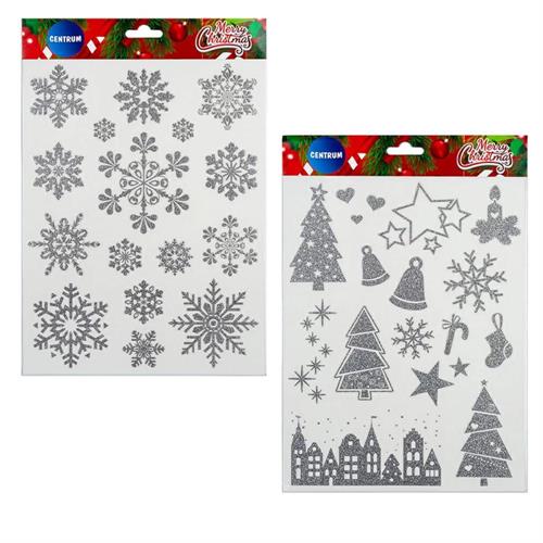 CENTRUM Adesivi decorativi argento Natale, 26,5x20cm