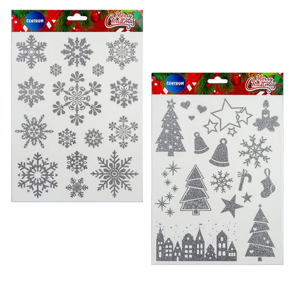 CENTRUM Adesivi decorativi argento Natale, 26,5x20cm