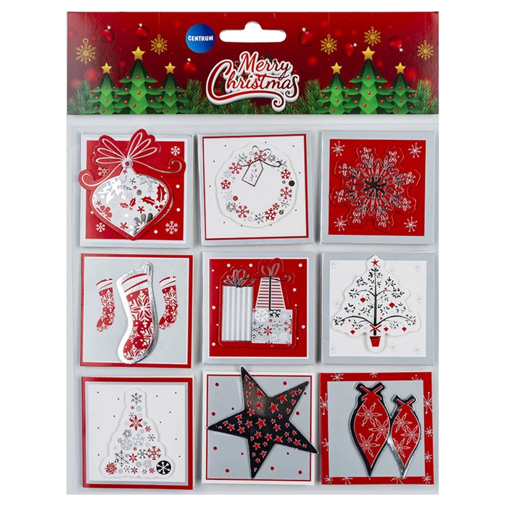 CENTRUM Busta Etichette adesive Natale segnapacco assortite, 5,5x5,5cm