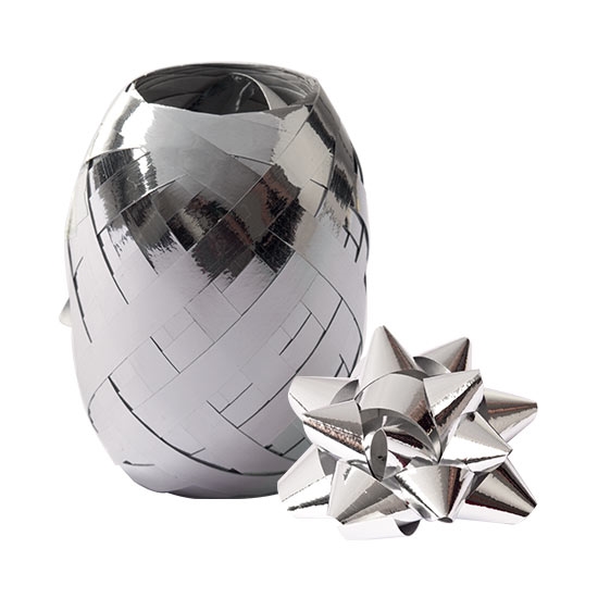 Nikoffice Kit 4 fiocchi da 5cm con nastro 10 metri, colori metallizzati