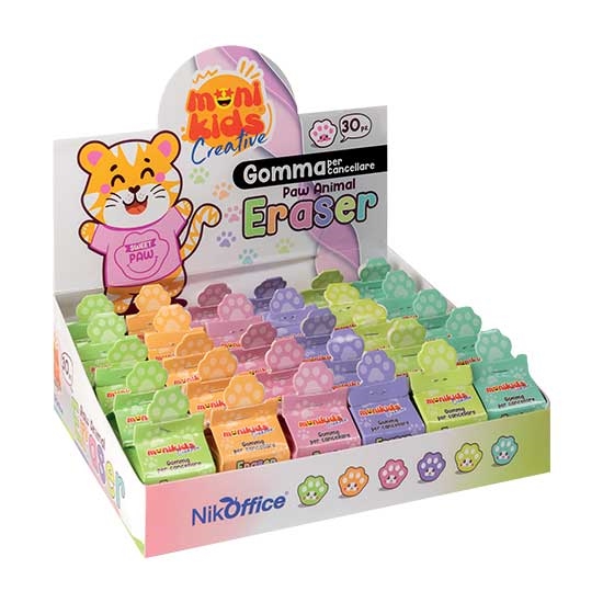 Nikoffice Gommea forma di zampa, 6 colori, expo 30 pezzi